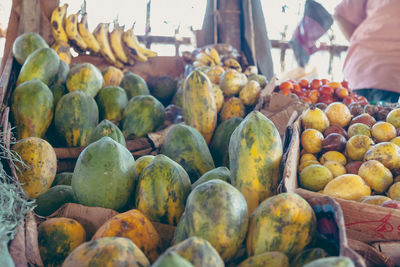 Various fruits for sale at market stall