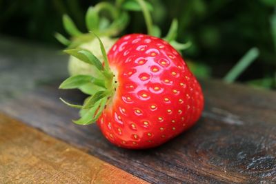 Close-up of strawberries on table