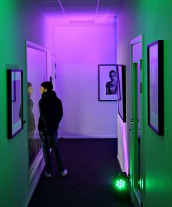Woman in dark room