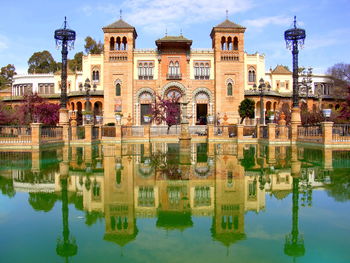 Reflection of buildings in lake