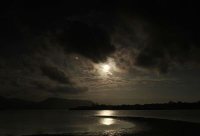 Scenic view of sea against sky at night