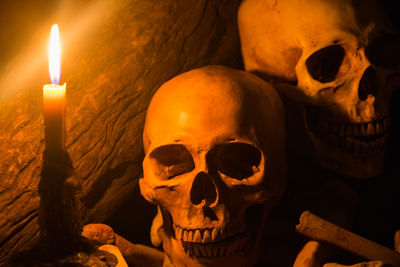 Close-up of burning candle