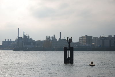 Scenic view of a river by buildings in hamburg