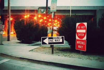 Sign board on road