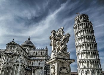 Piazza dei miracoli against cloudy sky in city