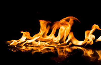 Close-up of bonfire at night