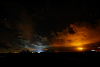 Scenic view of silhouette landscape against sky at night