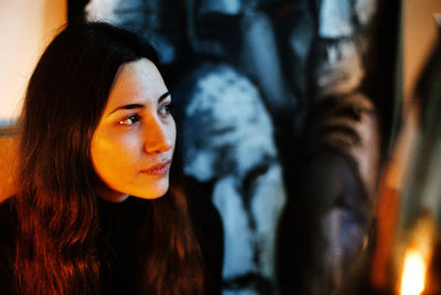 Close-up portrait of young woman