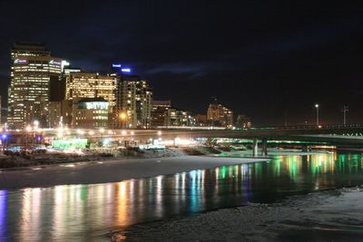 Illuminated city at night