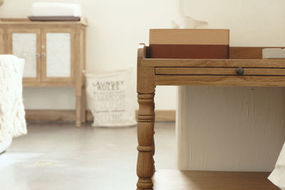 View of wooden table in building