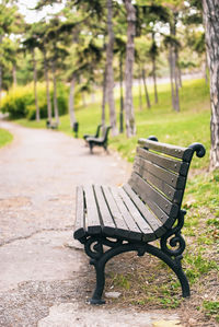 Empty bench in park