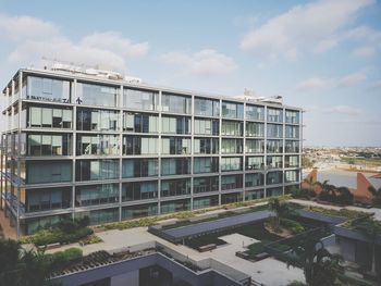 High angle view of building against sky