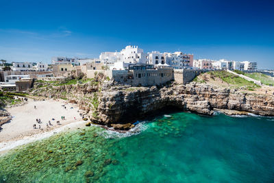 Aerial view of buildings on beach