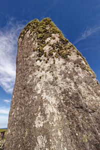 Low angle view of rock formation against sky