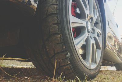 Close-up of tire in vehicle