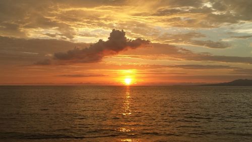 Scenic view of sea during sunset