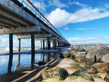 Bridge over sea against sky