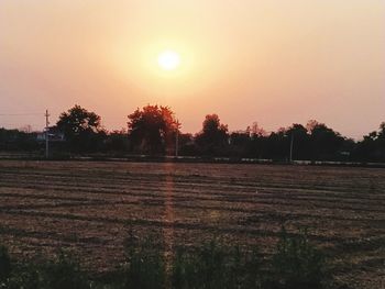 Scenic view of field against sky during sunset