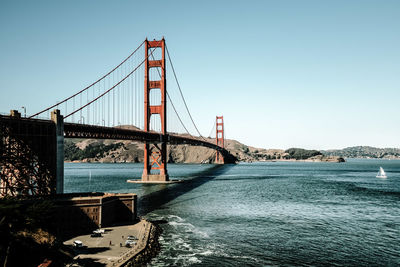 Suspension bridge over sea