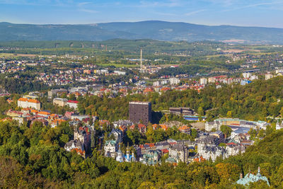 View of karlovy vary from diana observation tower, czech republic