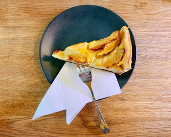 High angle view of food in plate on table