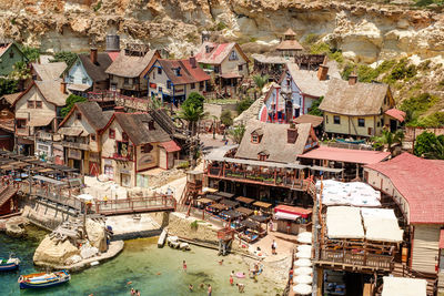 View of popeye village in the sunny day, malta