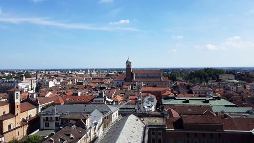 High angle view of townscape against sky