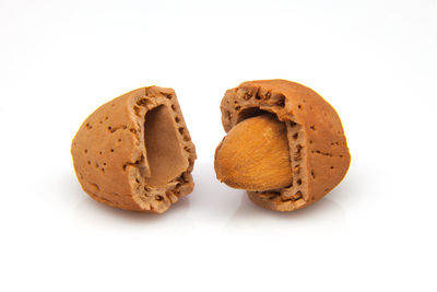 Close-up of cookies against white background