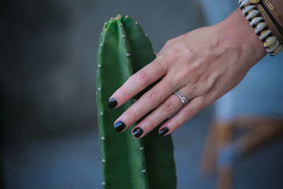 Close-up of hand holding water