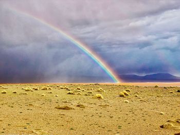 Scenic view of rainbow against sky