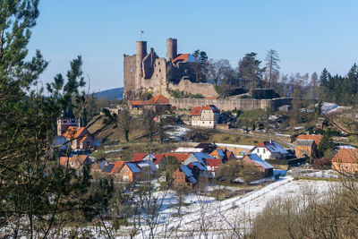 Built structures against clear sky