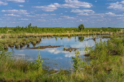 Scenic view of lake against sky