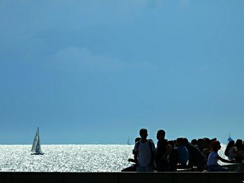Scenic view of sea against clear sky