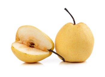 Close-up of apple against white background