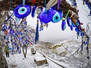 Clothes hanging on snow