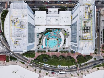 High angle view of buildings in city