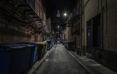 Dark empty back alley at night