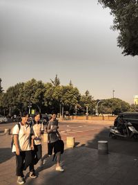 People walking on road