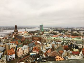 High angle view of townscape against sky