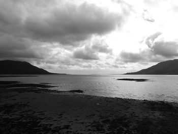 Scenic view of sea against cloudy sky