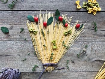 High angle view of berries on table