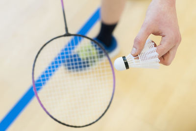 High angle view of person playing badminton