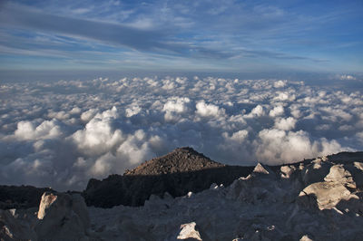 Scenic view of rocky mountains against sky