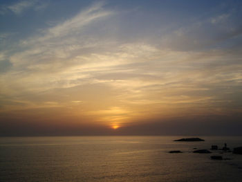 Scenic view of sea at sunset