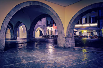 Illuminated buildings in city at night