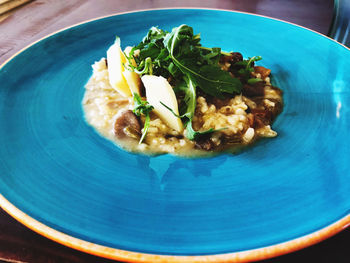 High angle view of meal served in plate