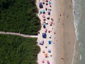 High angle view of people on beach