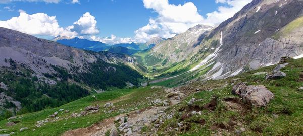 Scenic view of mountains against sky