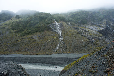 Water flowing through rocks