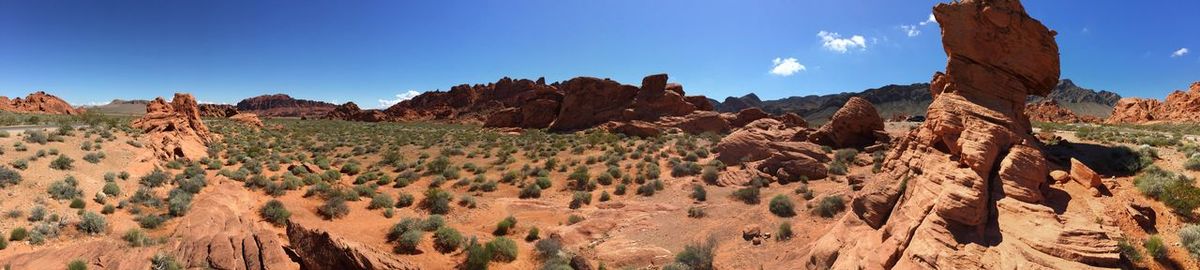 Panoramic view of rock formations in desert